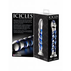   Pipedream Icicles No. 5 - skleněné spirálovité dildo (průsvitné-modré)