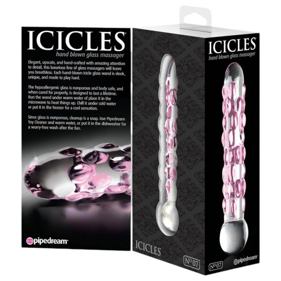 Pipedream Icicles No. 7 - skleněné dildo s perličkami