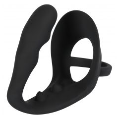   You2Toys Black Velvet Ring&Plug - krúžok na penis a semenníky s análnym dildom (čierny)