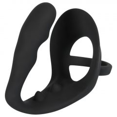   You2Toys Black Velvet Ring&Plug - krúžok na penis a semenníky s análnym dildom (čierny)