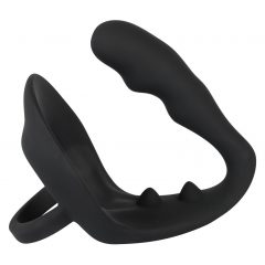   You2Toys Black Velvet Ring&Plug - krúžok na penis a semenníky s análnym dildom (čierny)