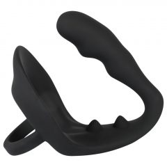   You2Toys Black Velvet Ring&Plug - krúžok na penis a semenníky s análnym dildom (čierny)