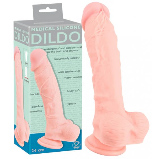 Medical Silicone Dildo - dildo z lékařského silikonu (24 cm) - tělová barva