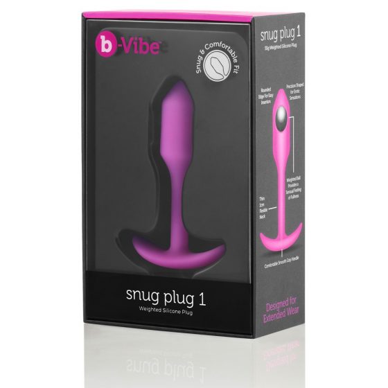 b-vibe Snug Plug 1 - anální dildo s vnitřní váhou (55g) - růžové