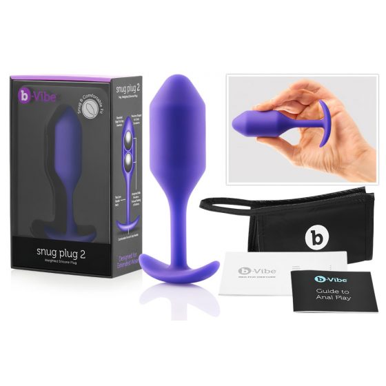 b-vibe Snug Plug 2 - anální dildo s dvojitou kuličkou (114 g) - fialové