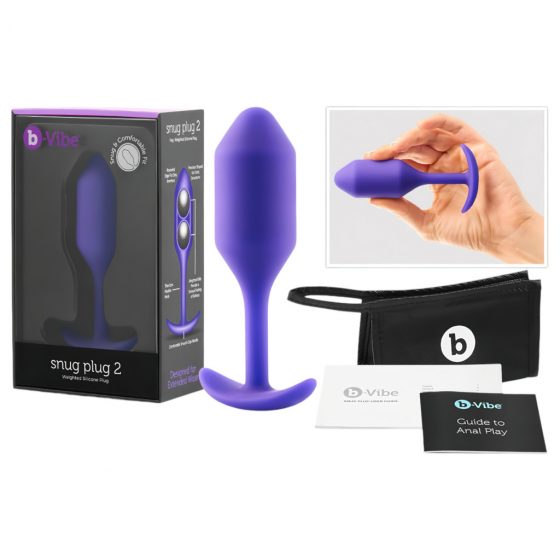 b-vibe Snug Plug 2 - anální dildo s dvojitou kuličkou (114 g) - fialové