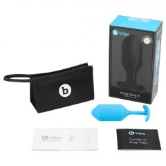   b-vibe Snug Plug 3 - anální dildo s dvojitou kuličkou (180g) - modré