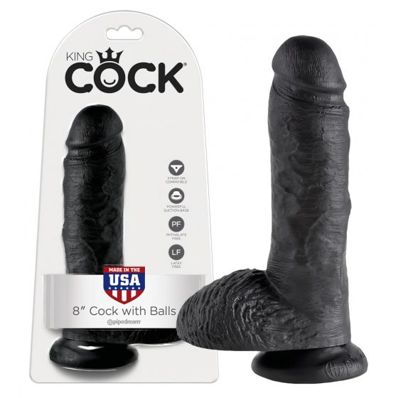 Králický Kohout 8 varlat dildo (20 cm) - černá