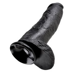 Královský Kok 12 s varlaty velké dildo (30 cm) - černé