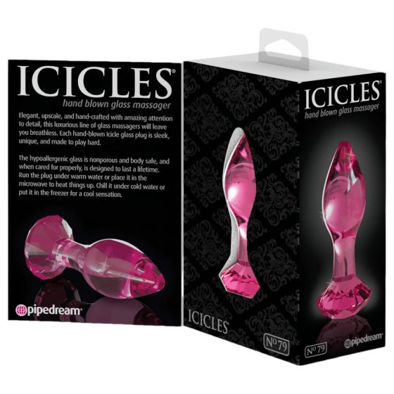 Icicles No. 79 - skleněný anální kolík (růžový)