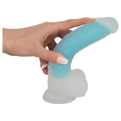   You2Toys - Glow in the Dark - svítící dildo s varlaty a přísavkou