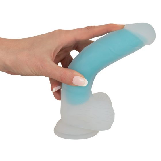 You2Toys - Glow in the Dark - svítící dildo s varlaty a přísavkou