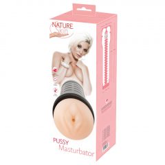   Nature Skin Pussy Masturbator - extra hluboký masturbátor, realistická vagína v pouzdře (tělová barva-černá)