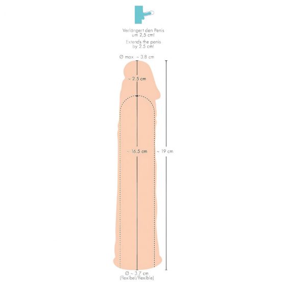 You2Toys Silicone Extension - prodlužující návlek na penis (tělová barva) - 19cm