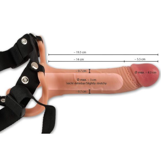 Realistixxx Strap-on - připínací, duté realistické dildo (tělová barva)