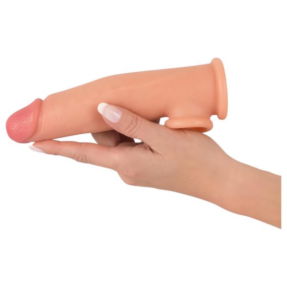 Realistixxx - prodlužující návlek na penis s kroužkem na varlata - 19cm (tělová barva)