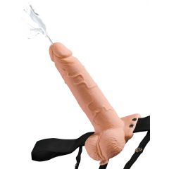   Fetish Strap-On 7,5 - připínací, duté, stříkající dildo (přírodní)