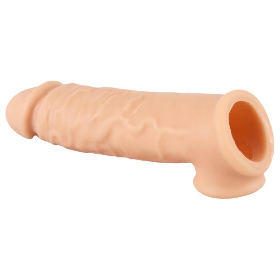 Realistixxx - návlek na penis s kroužkem na varlata - 16cm (tělová barva)