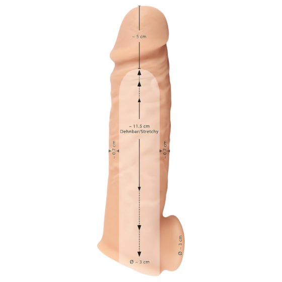 Realistixxx - návlek na penis s kroužkem na varlata - 16cm (tělová barva)