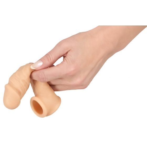 Realistixxx - návlek na penis s kroužkem na varlata - 16cm (tělová barva)