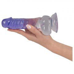   Crystal Clear - dildo se varlatem a přísavkou - 19,5 cm (průsvitné-fialové)