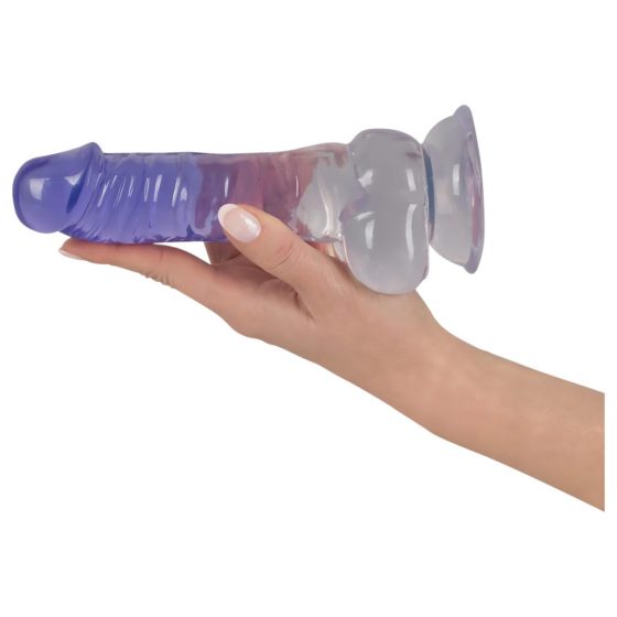 Crystal Clear - dildo se varlatem a přísavkou - 19,5 cm (průsvitné-fialové)