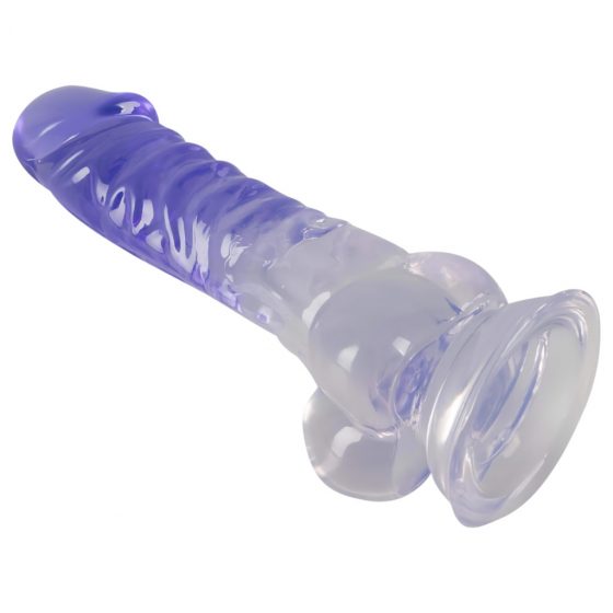 Crystal Clear - dildo se varlatem a přísavkou - 19,5 cm (průsvitné-fialové)