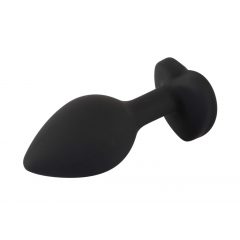   You2Toys Silicone Butt Plug - anální dildo ve tvaru srdce s bílým kamínkem (černé)