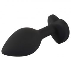   You2Toys Silicone Butt Plug - anální dildo ve tvaru srdce s bílým kamínkem (černé)