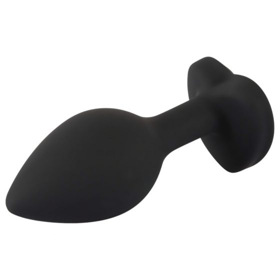 You2Toys Silicone Butt Plug - anální dildo ve tvaru srdce s bílým kamínkem (černé)