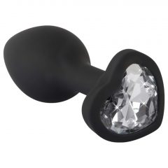   You2Toys Silicone Butt Plug - anální dildo ve tvaru srdce s bílým kamínkem (černé)