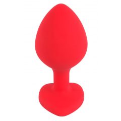   You2Toys Plug Medium - anální dildo s černým kamínkem ve tvaru srdce (červené) - střední