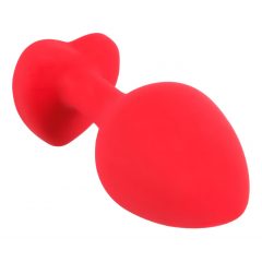   You2Toys Plug Medium - anální dildo s černým kamínkem ve tvaru srdce (červené) - střední