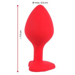   You2Toys Plug Medium - anální dildo s černým kamínkem ve tvaru srdce (červené) - střední