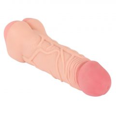   Nature Skin 2in1 Extension + Masturbator Vagina - návlek na penis a masturbátor (tělová barva)