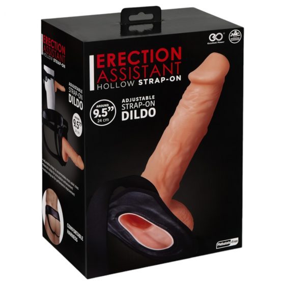 Excellent Power Erection Assistant Hollow Strap-On - duté připínací dildo (tělová barva)