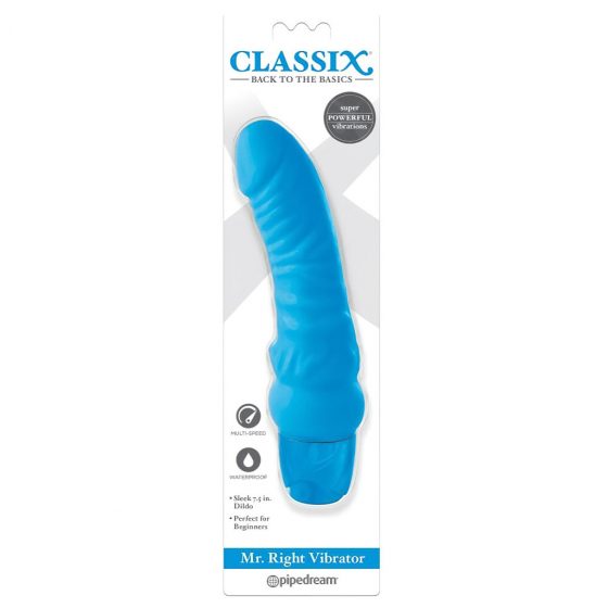 Classix Mr. Right - silikonový vibrátor na penis pro začátečníky (modrý)