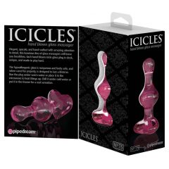   Icicles No. 75 - skleněné anální dildo ve tvaru srdce (růžové)