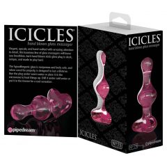   Icicles No. 75 - srdcové skleněné anální dildo (růžové)