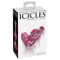   Icicles No. 75 - skleněné anální dildo ve tvaru srdce (růžové)