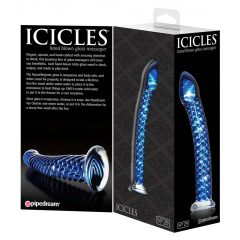   Icicles No. 29 - spirálové skleněné dildo s penisem (modré)