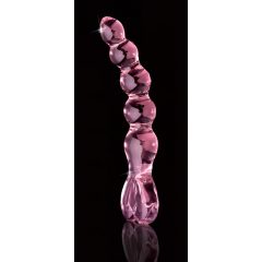   Icicles No. 43 - perlové, srdíčkové skleněné dildo (růžové)