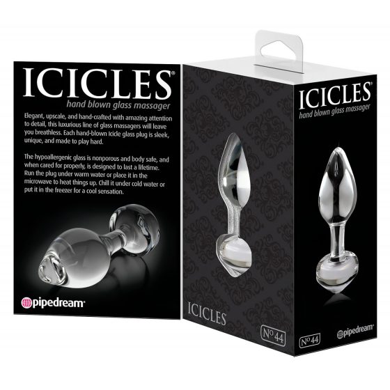 Icicles No. 44 – kuželové, skleněné anální dildo (průhledné)