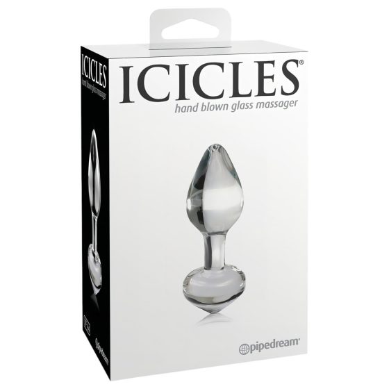 Icicles No. 44 – kuželové, skleněné anální dildo (průhledné)