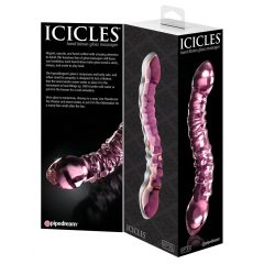   Pipedream Icicles No. 55 - dvojité skleněné dildo na bod G (růžové)