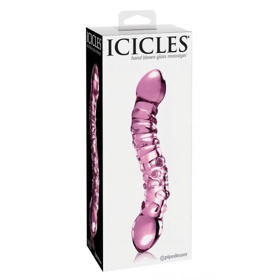 Icicles No. 55 - dvoustranné skleněné dildo na bod G (růžové)