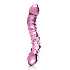   Pipedream Icicles No. 55 - dvojité skleněné dildo na bod G (růžové)