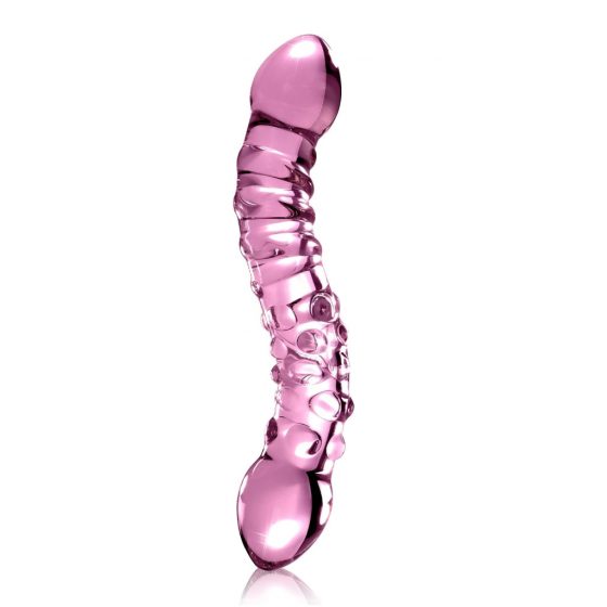 Icicles No. 55 - dvoustranné skleněné dildo na bod G (růžové)