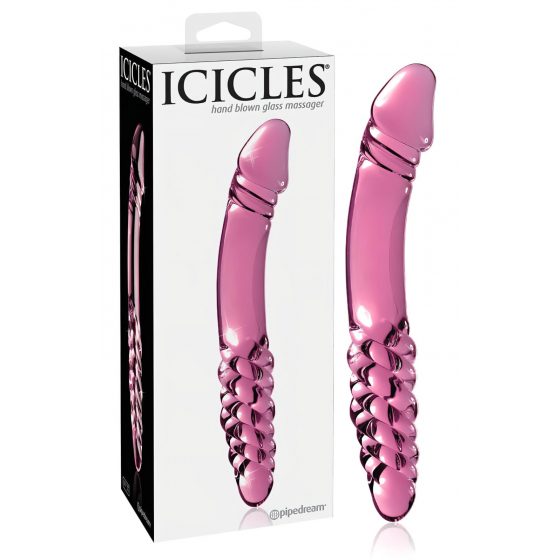 Pipedream Icicles No. 57 - oboustranné skleněné dildo (růžové)