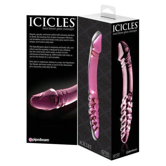 Pipedream Icicles No. 57 - oboustranné skleněné dildo (růžové)